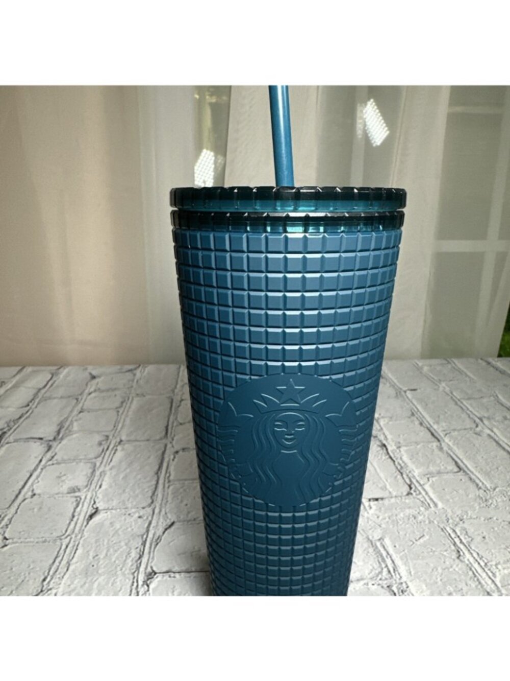 Starbucks Teal Blue Soft Touch Grid Tumbler (Cold Cup) - 24 oz - Picture 4 of 8